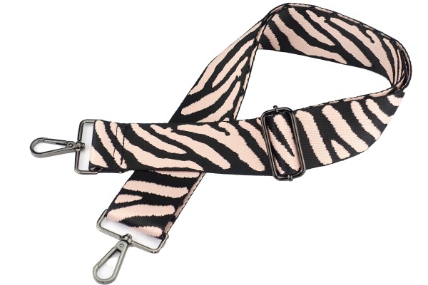 Zebra Design | Jacquard Taschen-Gurt | Puderrosa & Schwarz | Länge variabel