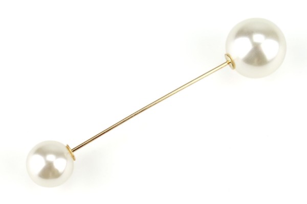 Pin mit zwei Perlen | Nadel Gold | 7,5 cm