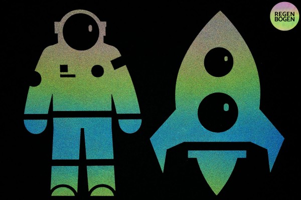 Astronaut & Rakete | Reflektierende Bügelbilder | Set | 10 cm |