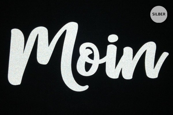 "Moin" Schriftzug | Reflektor-Bügelbild | 5 cm |