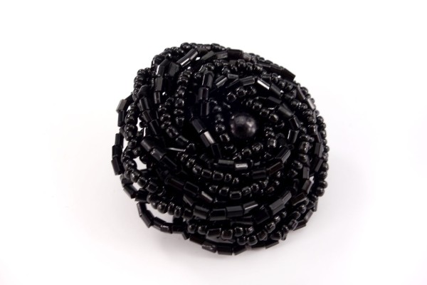 Schwarze Blume | Knopf | Perlen