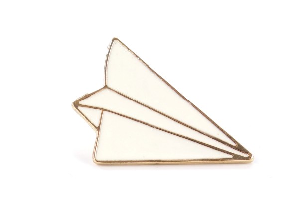 Pin Papierflieger | Flugzeug | Weiß Gold