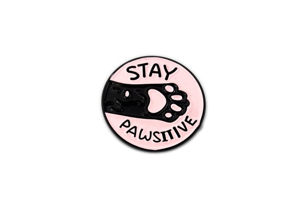 Emaille Pin "STAY PAWSITIVE" | Pfoten Anstecker | Brosche Hundefreunde