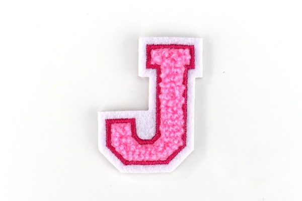 Kleine Frottee-Buchstaben 4,2 cm hoch | Rosa, Pink, Weiß | Varsity Letter