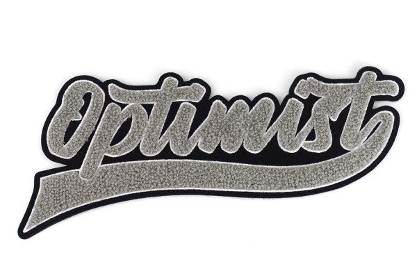 Aufnäher "Optimist" für den Rücken | 25 cm | Grau, Weiß, Schwarz