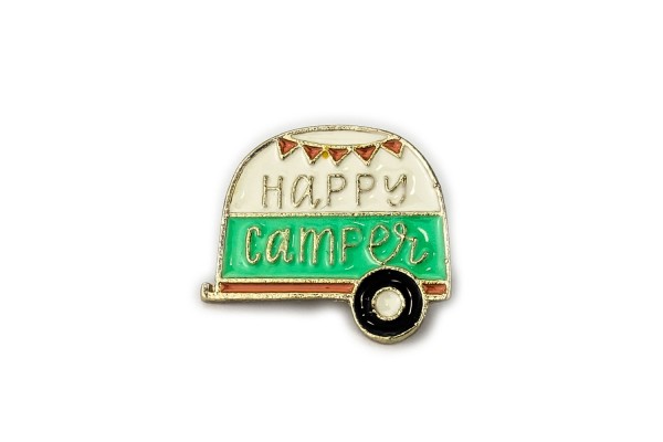 Emaille Pin "happy camper" | Camping Anstecker | Wohnwagen Brosche