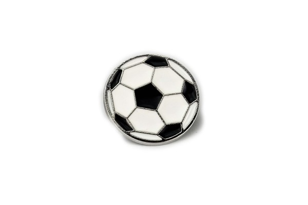 Emaille Pin Fußball Schwarz & Weiß | runder Anstecker | Brosche