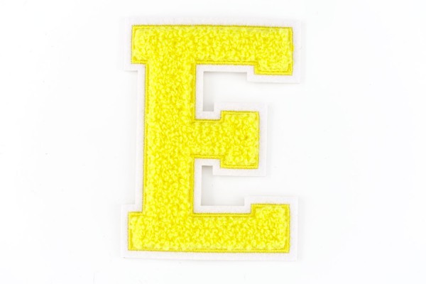 Frottee Aufnäher Buchstabe A-Z | Gelb, Weiß | 9,5 cm hoch | Varsity Letter Patch