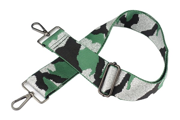 Taschen-Gurt mit Glitzer | Camouflage Grün Silber | 5 cm Breite